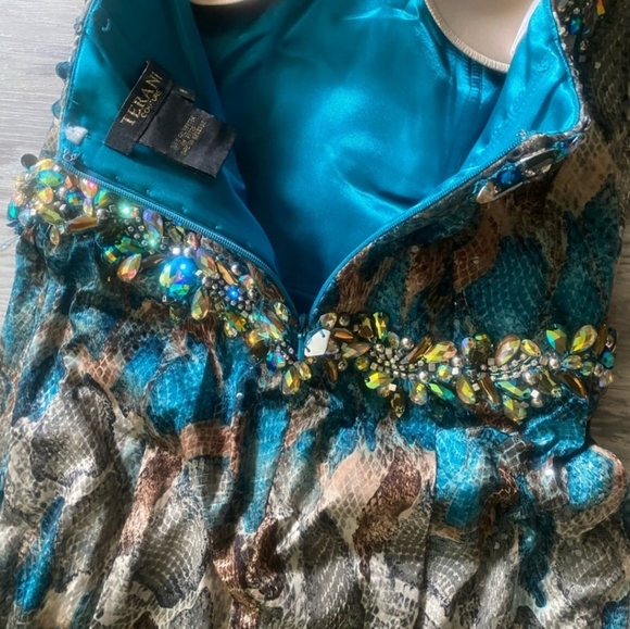 Terani Couture Strapless Animal Print Evening Gown - Picture 9 of 12